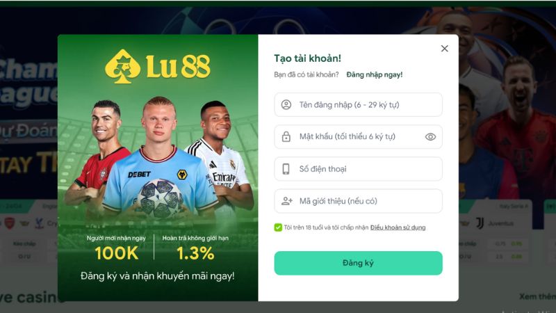 Hướng dẫn đăng ký tài khoản Lulu88