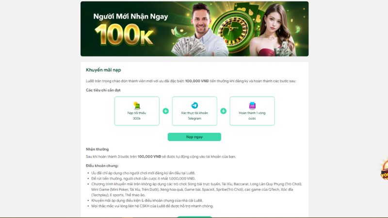 Khuyến mãi người mới nhận ngay thưởng lên đến 100K