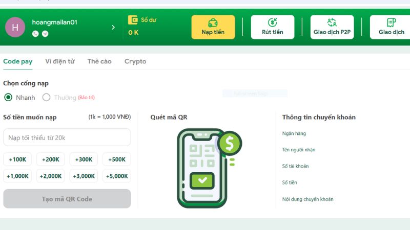 Hướng dẫn nạp tiền tại Lulu88