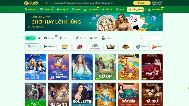 Giao diện trang web của nhà cái Lulu88